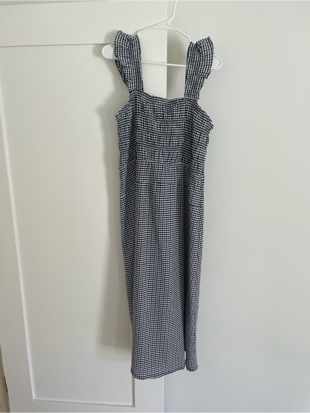 Blue and White Gingham Smocked Dress